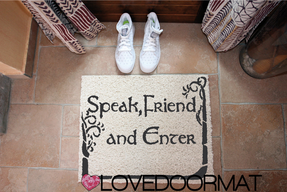 Zerbino Personalizzabile – Speak Friend, and Enter – LOVEDOORMAT in Pvc, Fondo in Gomma, 100% Impermeabile