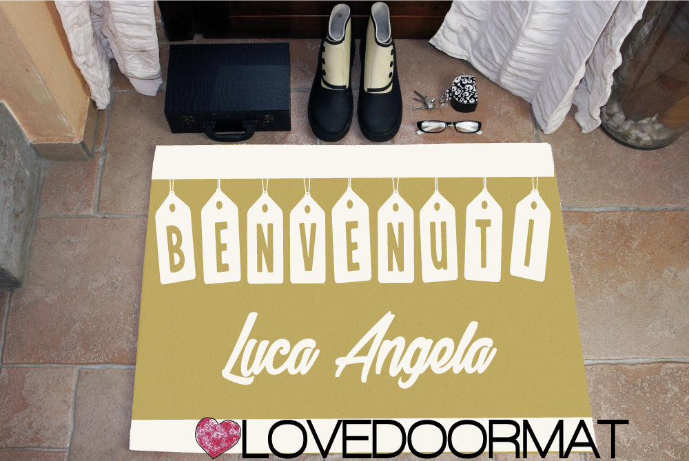 Zerbino Personalizzato – Tag, Tuo Testo – LOVEDOORMAT in Pvc, Fondo in Gomma, 100% Impermeabile