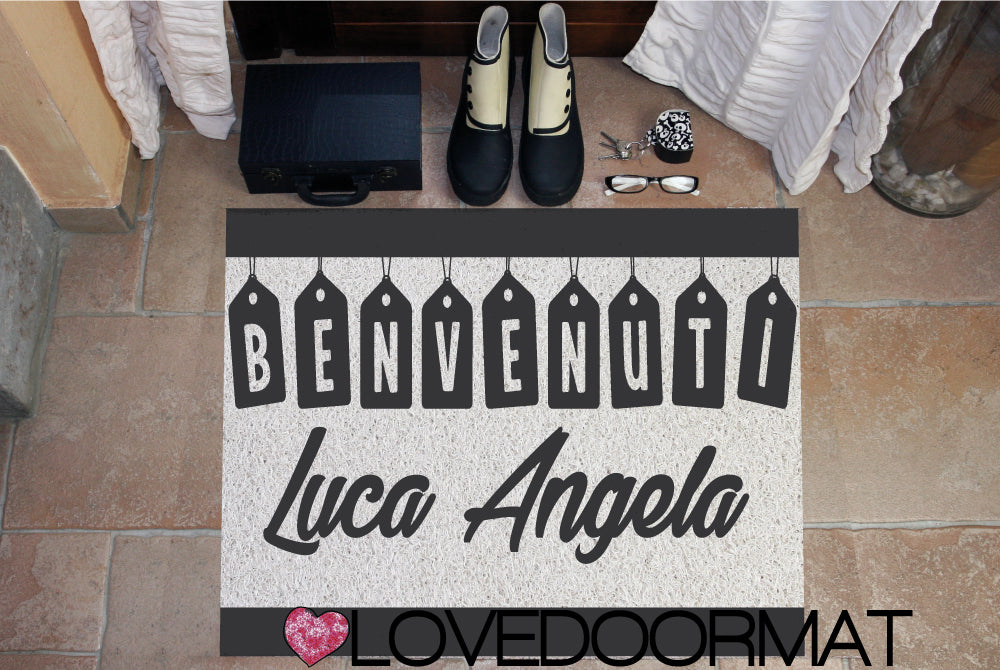 Zerbino Personalizzato – Tag, Tuo Testo – LOVEDOORMAT in Pvc, Fondo in Gomma, 100% Impermeabile