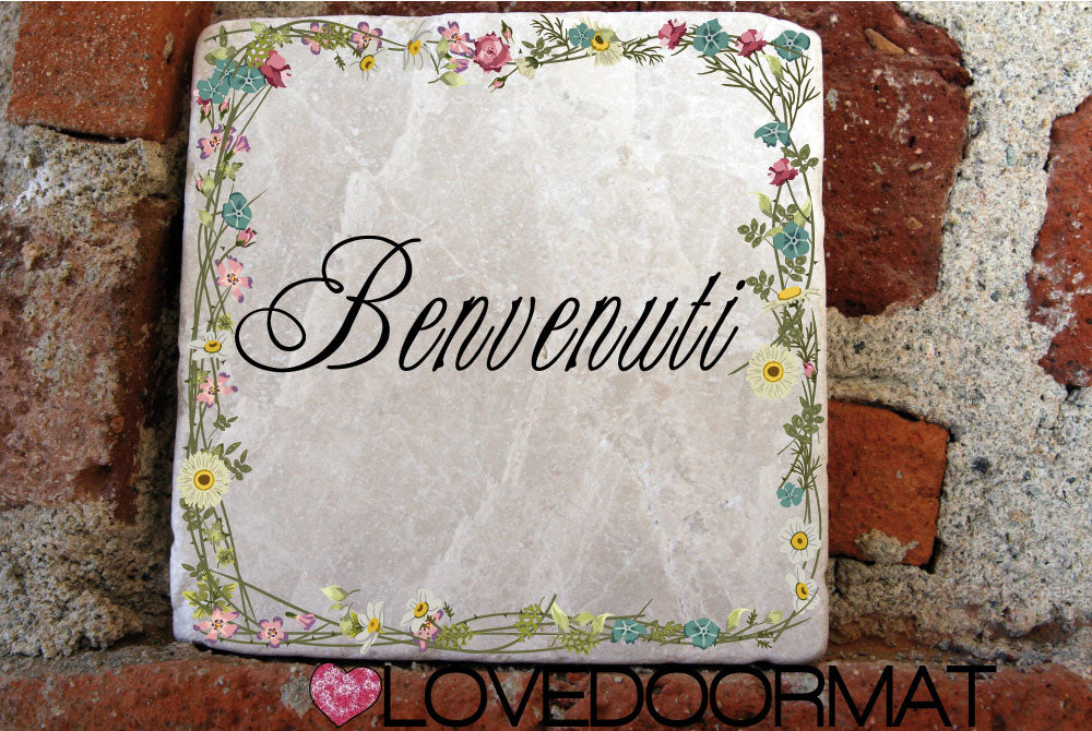 Formella Personalizzata – Quadro Fiorito – LOVEDOORMAT in Marmo 100% Naturale