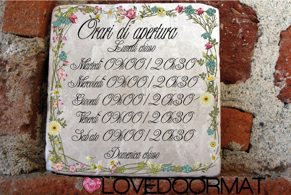 Formella Personalizzata – Quadro Fiorito – LOVEDOORMAT in Marmo 100% Naturale