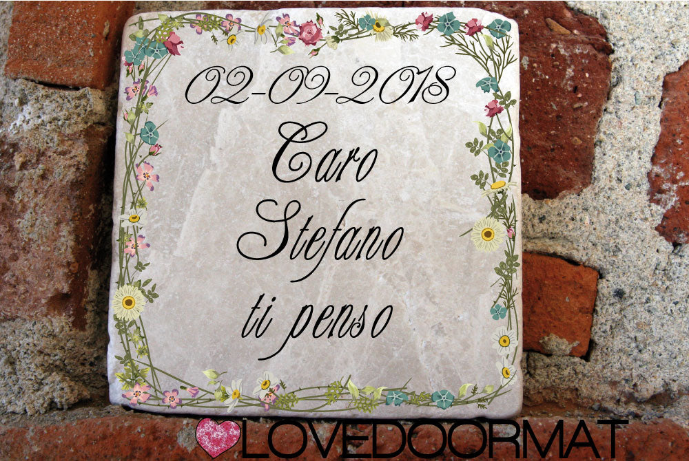 Formella Personalizzata – Quadro Fiorito – LOVEDOORMAT in Marmo 100% Naturale