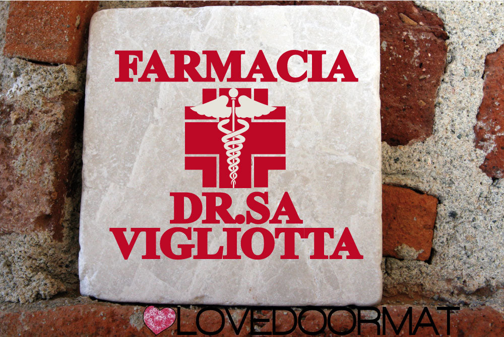 Formella Personalizzata – Farmacia – LOVEDOORMAT in Marmo 100% Naturale