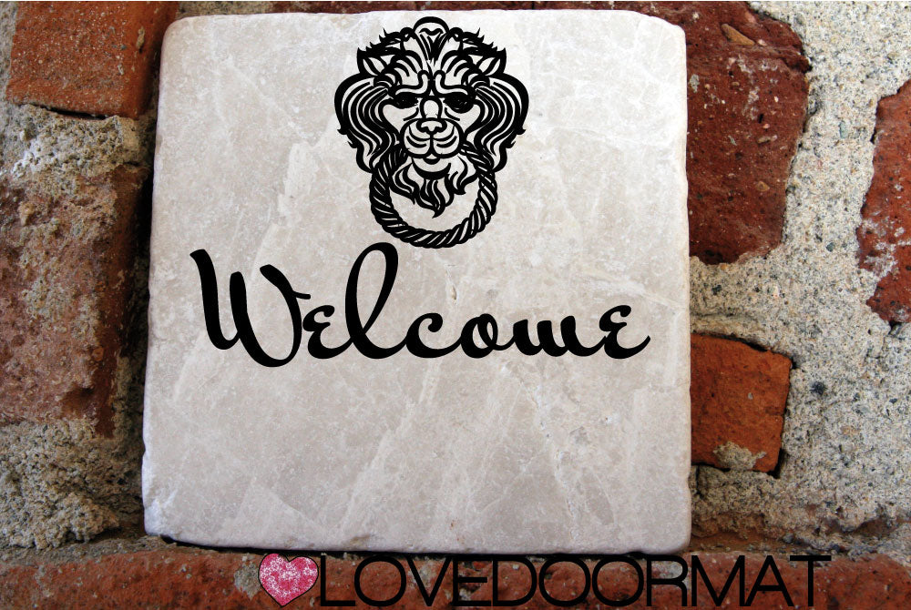 Formella Personalizzata – Leone – LOVEDOORMAT in Marmo 100% Naturale