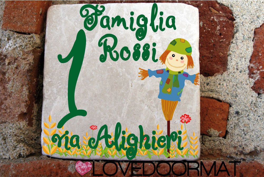 Formella Personalizzata – Spaventapasseri – LOVEDOORMAT in Marmo 100% Naturale