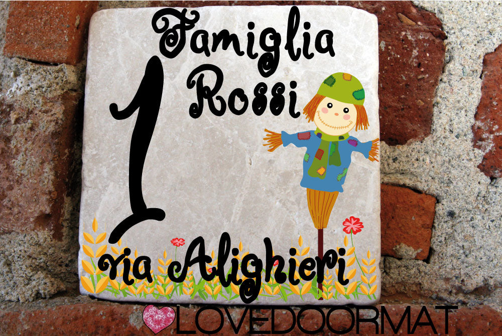 Formella Personalizzata – Spaventapasseri – LOVEDOORMAT in Marmo 100% Naturale