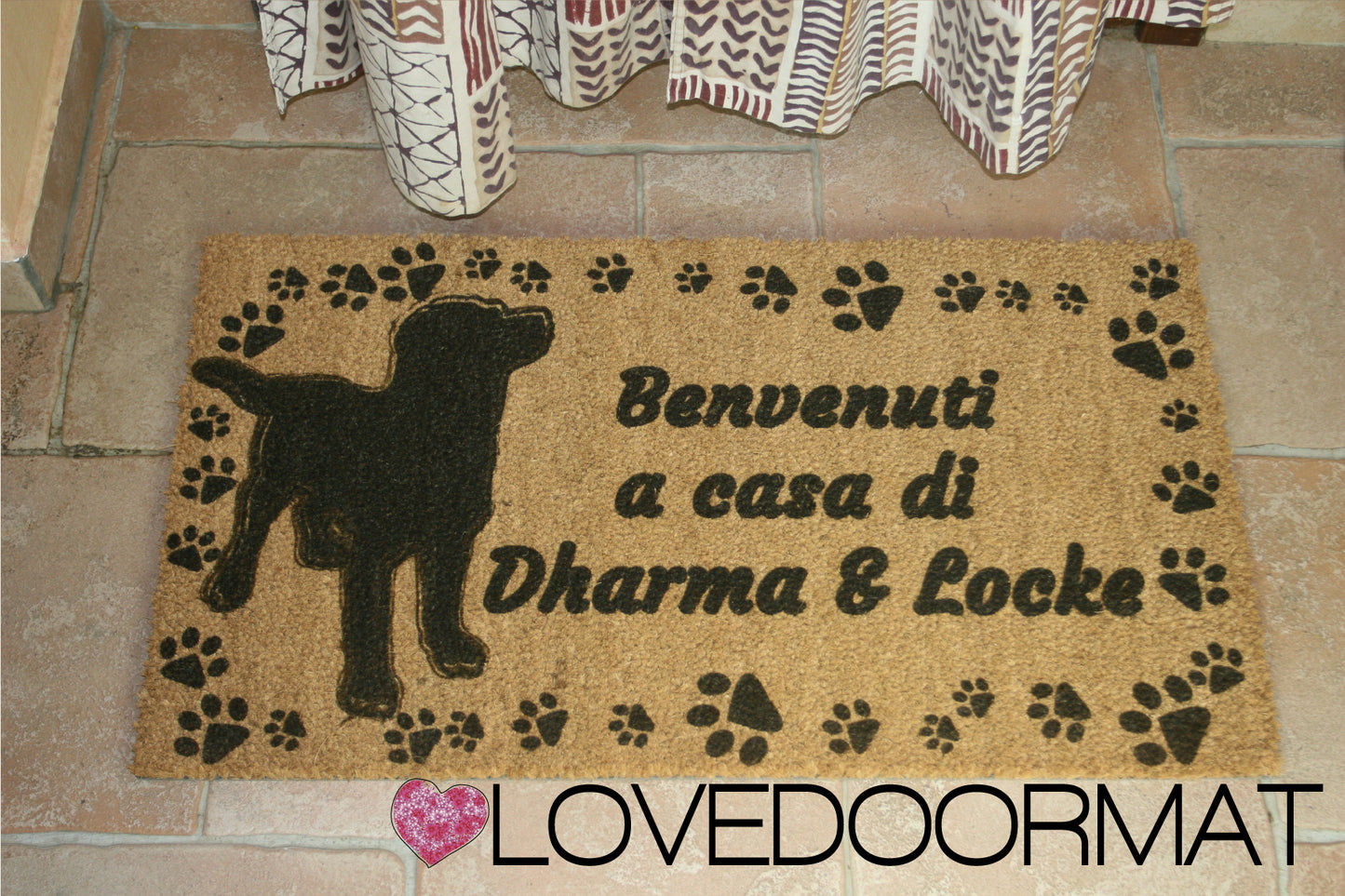 Zerbino Personalizzato – Tuo Cane, Tuo Testo – LOVEDOORMAT in Cocco, Fondo in Gomma 100% BIO