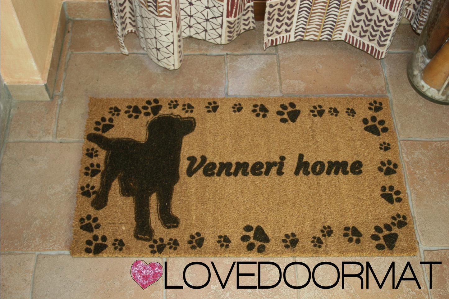 Zerbino Personalizzato – Tuo Cane, Tuo Testo – LOVEDOORMAT in Cocco, Fondo in Gomma 100% BIO