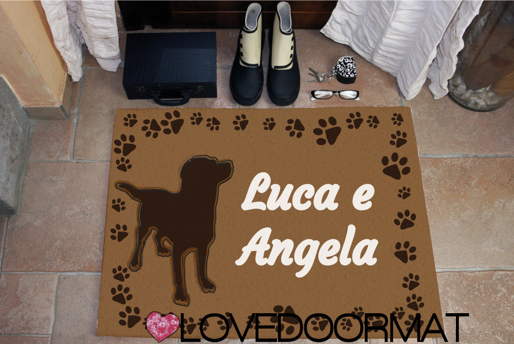 Zerbino Personalizzato – Tuo Cane, Tuo Testo – LOVEDOORMAT in Pvc, Fondo in Gomma