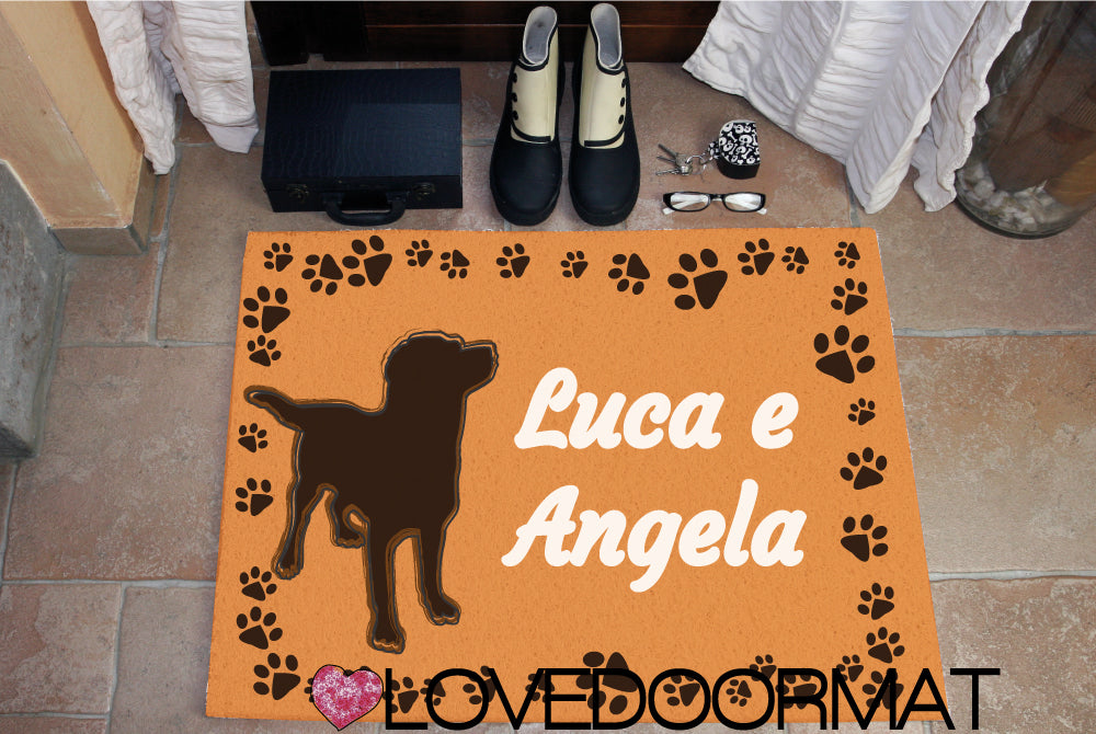 Zerbino Personalizzato – Tuo Cane, Tuo Testo – LOVEDOORMAT in Pvc, Fondo in Gomma