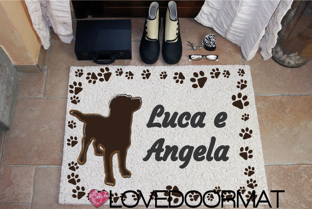 Zerbino Personalizzato – Tuo Cane, Tuo Testo – LOVEDOORMAT in Pvc, Fondo in Gomma