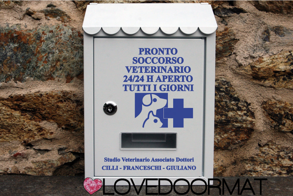 Cassetta Posta Personalizzata – Studio Veterinario – LOVEDOORMAT In Acciaio Dipinto cm 30x21x7