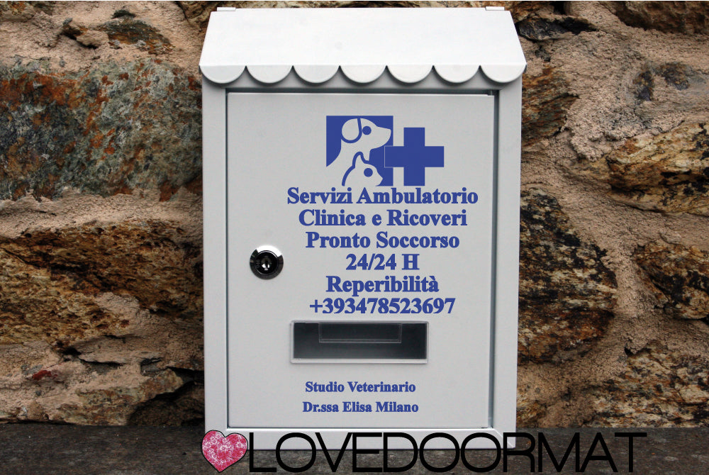 Cassetta Posta Personalizzata – Studio Veterinario – LOVEDOORMAT In Acciaio Dipinto cm 30x21x7