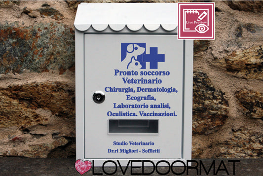 Cassetta Posta Personalizzata – Studio Veterinario – LOVEDOORMAT In Acciaio Dipinto cm 30x21x7