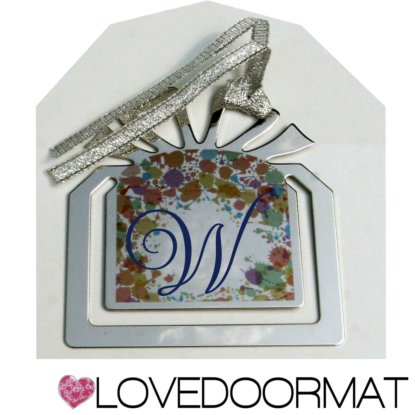 Portafoto A Clip - Monogramma - LOVEDOORMAT in Metallo dipinto a mano con Lettera e Design cm. 5x4
