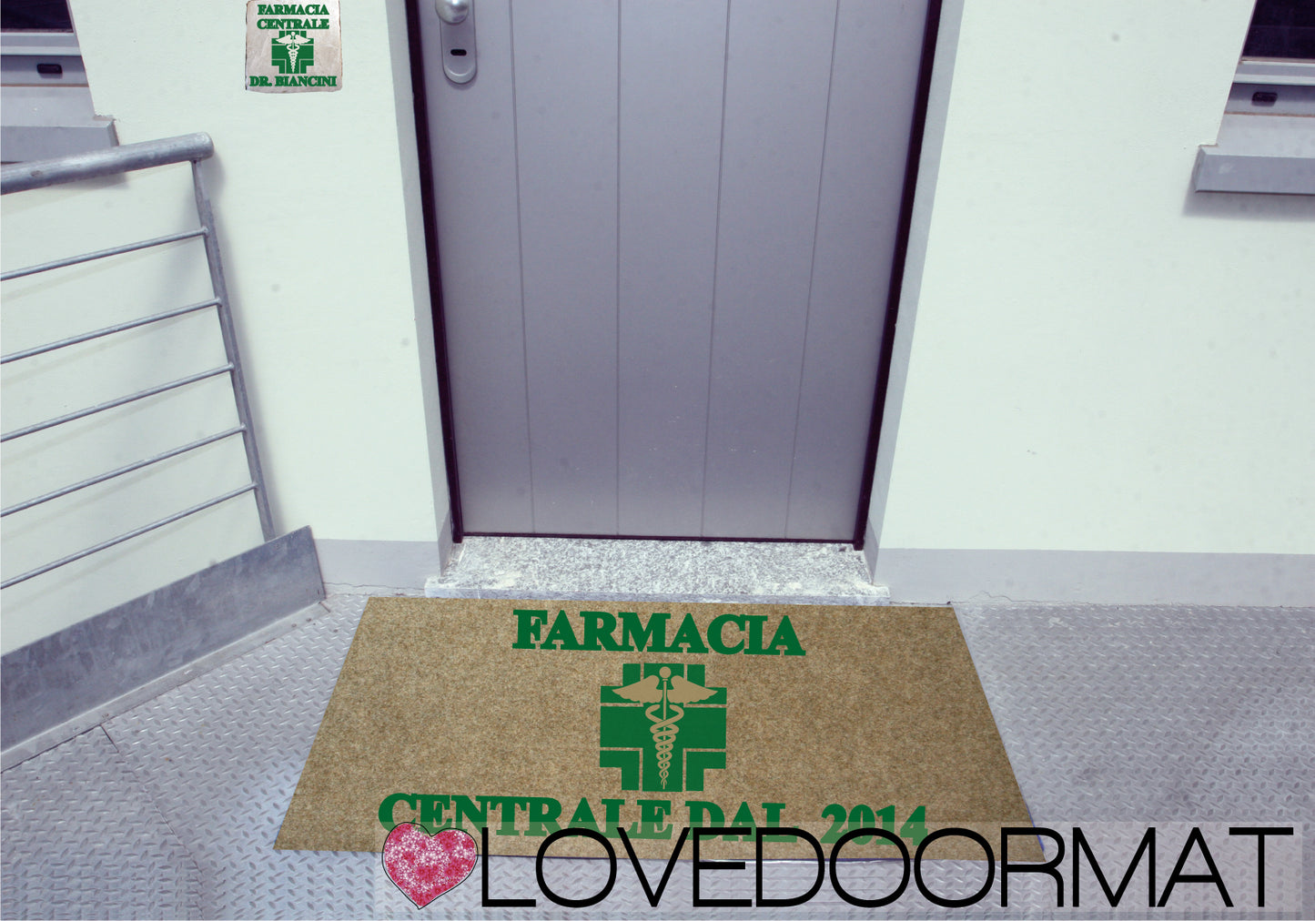 Zerbino Personalizzato – Farmacia – LOVEDOORMAT in PPL a Intarsio, Agugliato, Fondo in Gomma