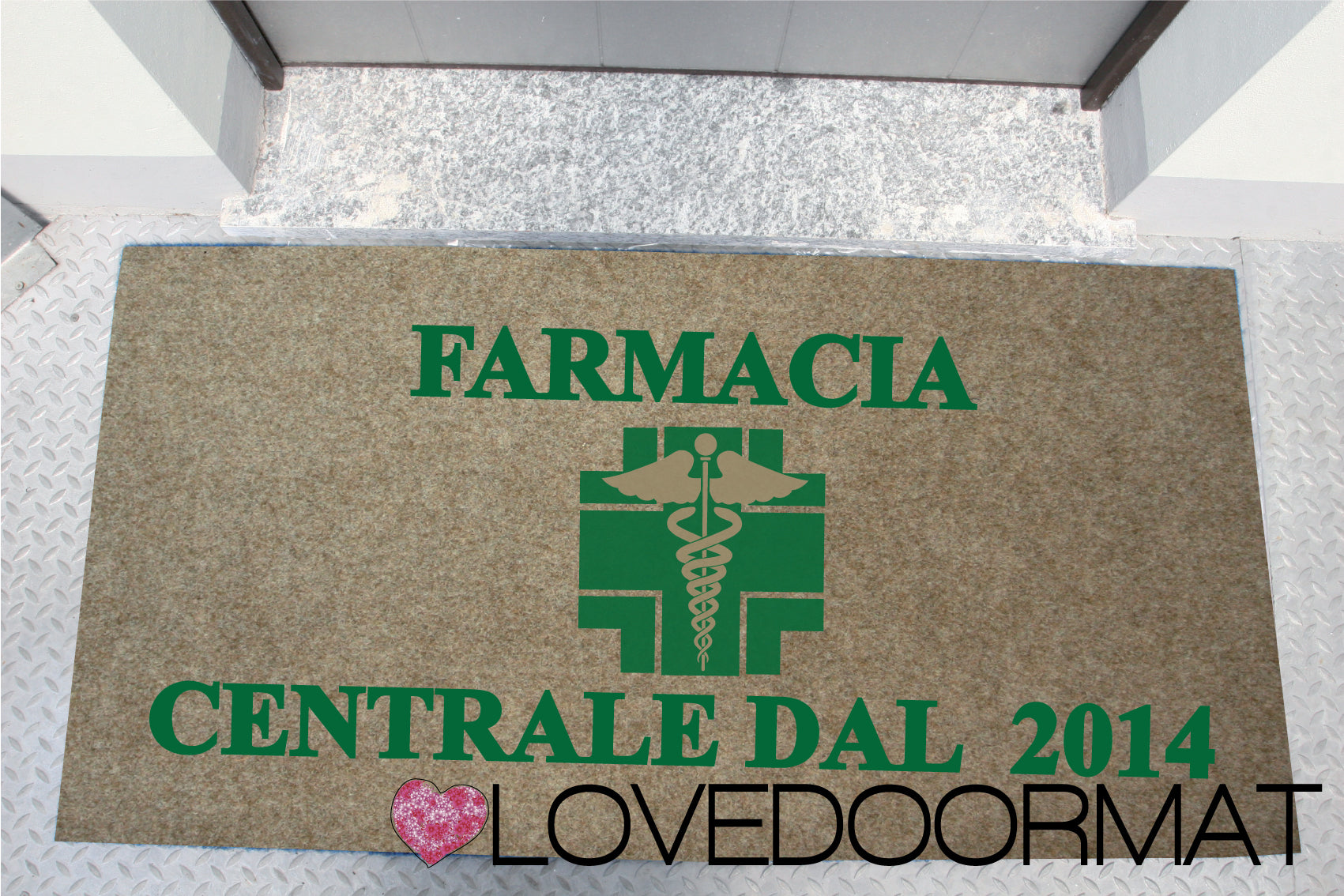 Zerbino Personalizzato – Farmacia – LOVEDOORMAT in PPL a Intarsio, Agugliato, Fondo in Gomma