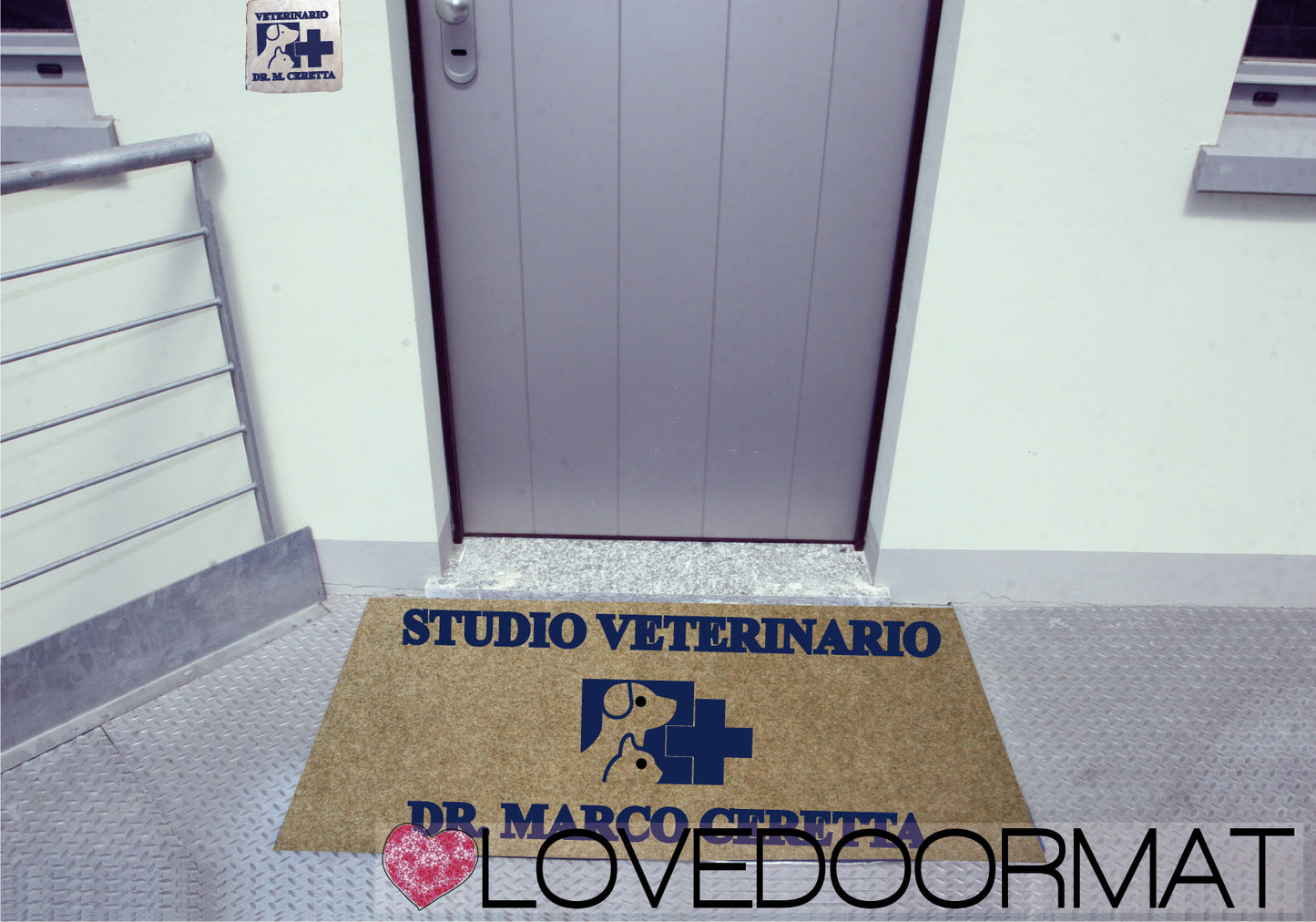 Zerbino Personalizzato – Studio Veterinario – LOVEDOORMAT in PPL a Intarsio, Agugliato, Fondo in Gomma