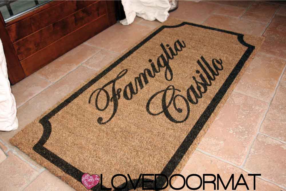 Zerbino Personalizzato – Cornice Class, Tuo Testo – LOVEDOORMAT in Cocco, Fondo in Gomma 100% BIO