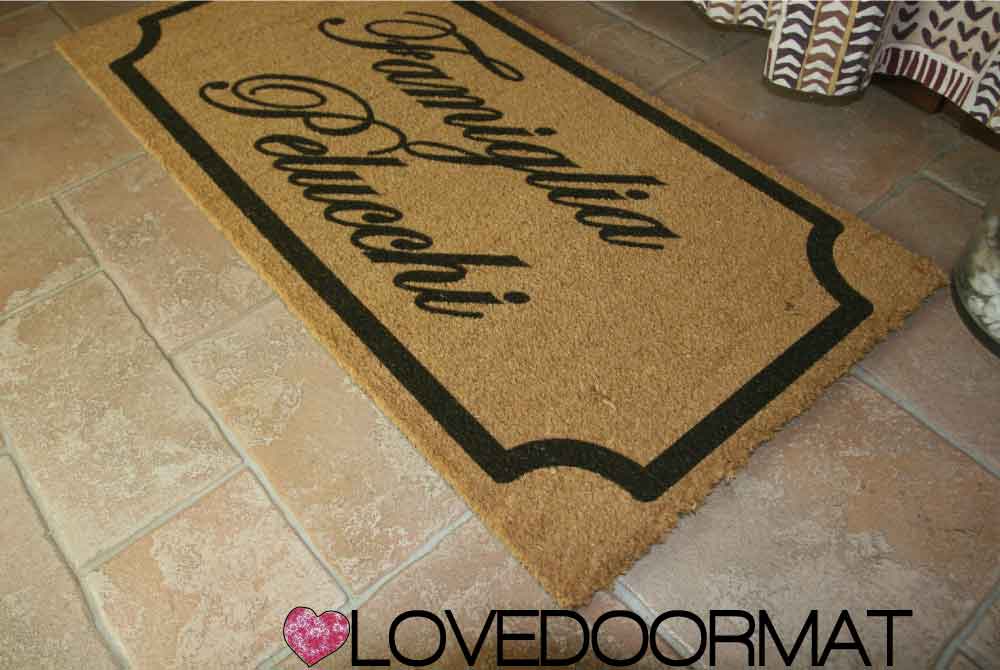 Zerbino Personalizzato – Cornice Class, Tuo Testo – LOVEDOORMAT in Cocco, Fondo in Gomma 100% BIO