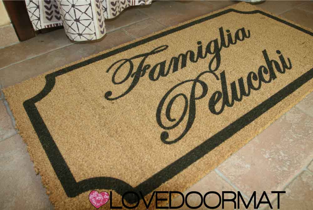 Zerbino Personalizzato – Cornice Class, Tuo Testo – LOVEDOORMAT in Cocco, Fondo in Gomma 100% BIO