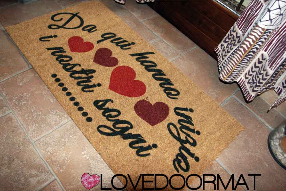 Zerbino Personalizzabile – Da qui, i nostri sogni – LOVEDOORMAT in Cocco, Fondo in Gomma 100% BIO