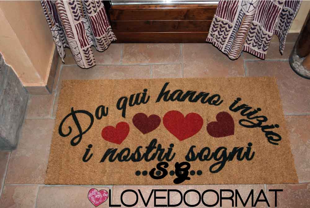 Zerbino Personalizzabile – Da qui, i nostri sogni – LOVEDOORMAT in Cocco, Fondo in Gomma 100% BIO