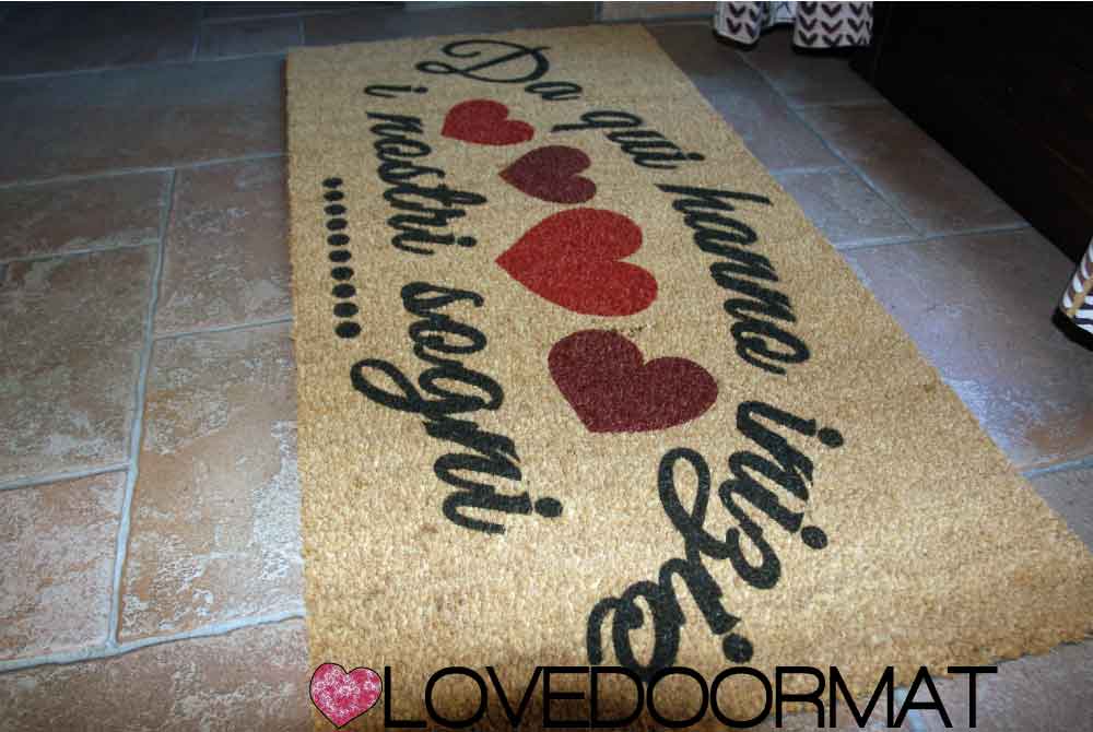 Zerbino Personalizzabile – Da qui, i nostri sogni – LOVEDOORMAT in Cocco, Fondo in Gomma 100% BIO