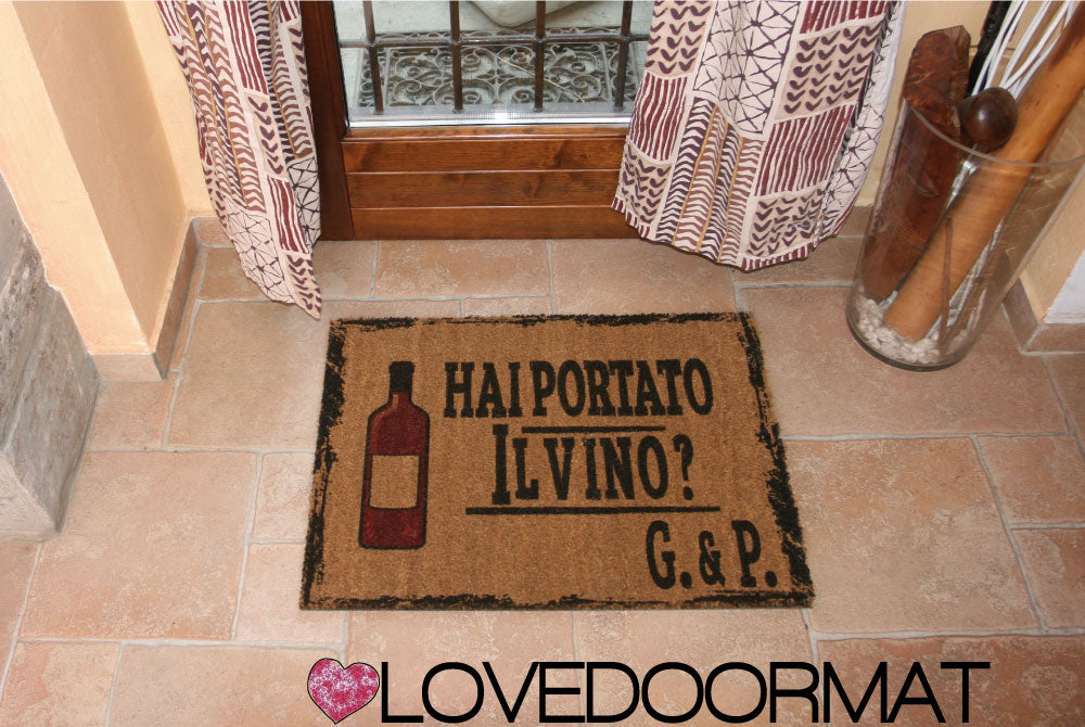 Zerbino Personalizzabile – Hai Portato il Vino Rosso? – LOVEDOORMAT in Cocco, Fondo in Gomma 100% BIO
