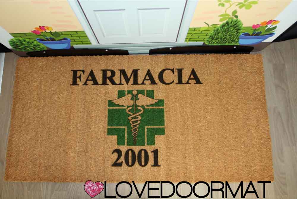 Zerbino Personalizzato – Farmacia – LOVEDOORMAT in Cocco, Fondo in Gomma, 100% BIO