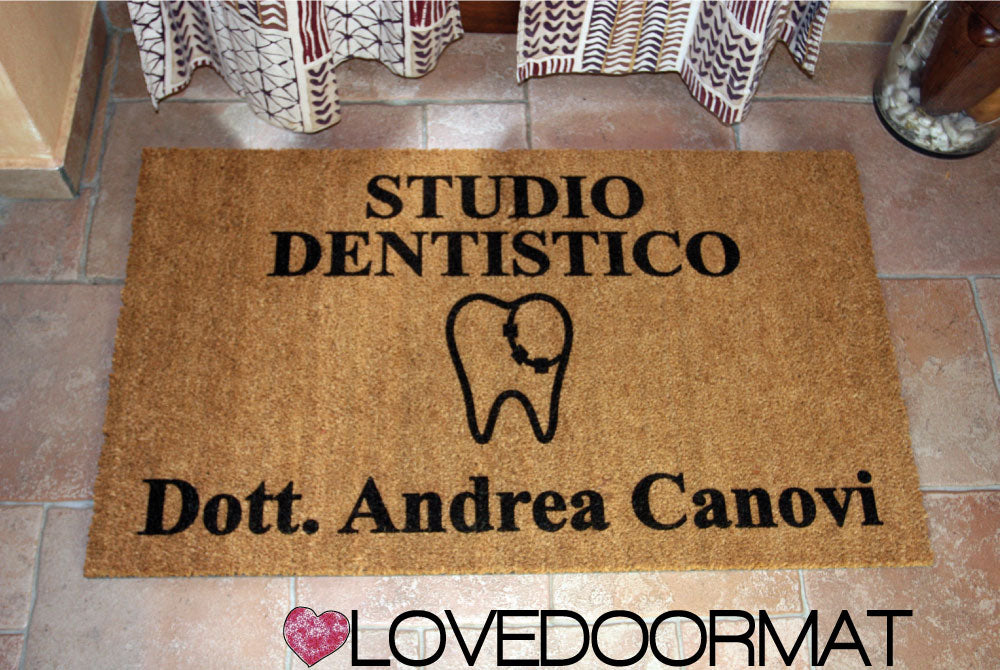 Zerbino Personalizzato – Studio Dentista – LOVEDOORMAT in Cocco, Fondo in Gomma, 100% BIO