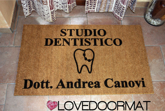 Zerbino Personalizzato – Studio Dentista – LOVEDOORMAT in Cocco, Fondo in Gomma, 100% BIO