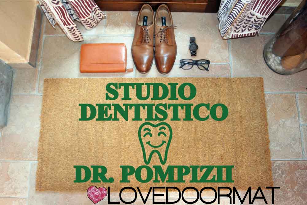 Zerbino Personalizzato – Dentista Sorriso – LOVEDOORMAT in Cocco, Fondo in Gomma, 100% BIO
