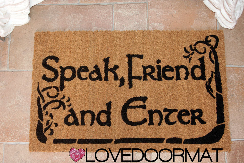 Zerbino Personalizzabile – Speak Friend, and Enter – LOVEDOORMAT in Cocco, Fondo in Gomma 100% BIO