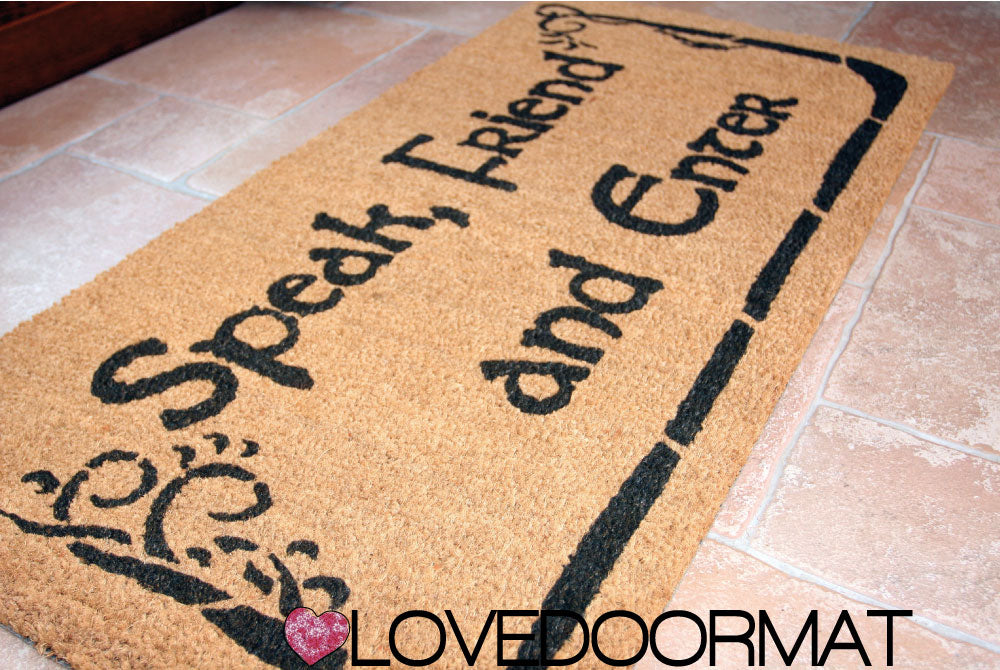 Zerbino Personalizzabile – Speak Friend, and Enter – LOVEDOORMAT in Cocco, Fondo in Gomma 100% BIO