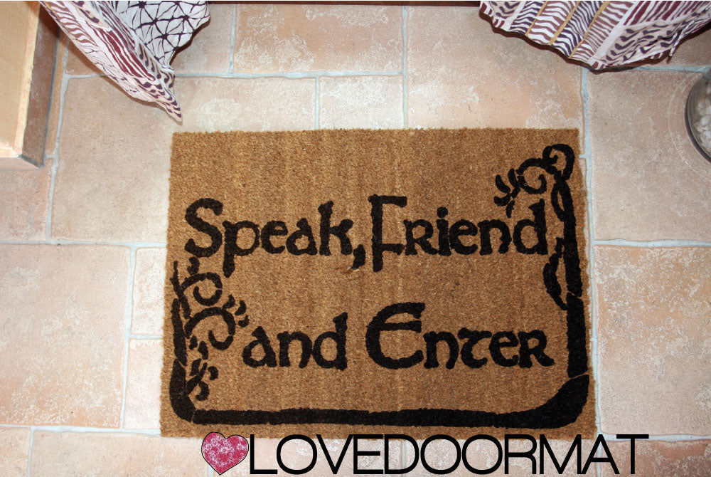 Zerbino Personalizzabile – Speak Friend, and Enter – LOVEDOORMAT in Cocco, Fondo in Gomma 100% BIO