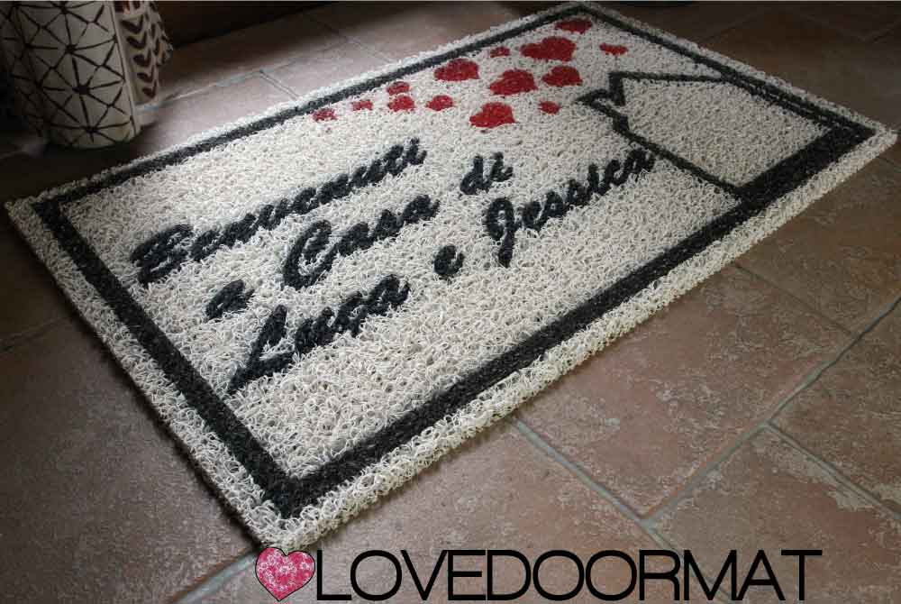 Zerbino Personalizzato – Benvenuti A Casa, Tuo Testo – LOVEDOORMAT in Pvc, Fondo in Gomma