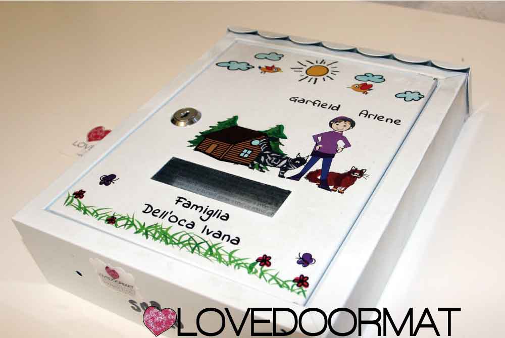 Cassetta Postale Personalizzata – Fumetto Famiglia – LOVEDOORMAT In Acciaio Dipinto cm 30x21x7